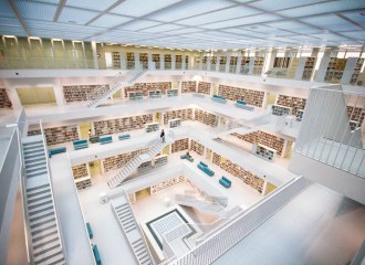A beautiful modern library in white