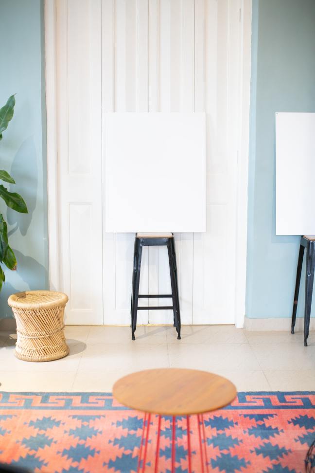empty whiteboard in room